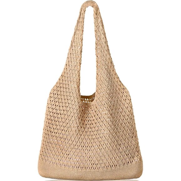 Women's Khaki Shoulder Shopping Handbag Casual Travel Totes Fold Able Bags - Picture 1 of 7